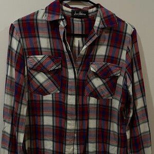 Sam Edelman Flannel Shirt Pockets Split Back Fall Size XS